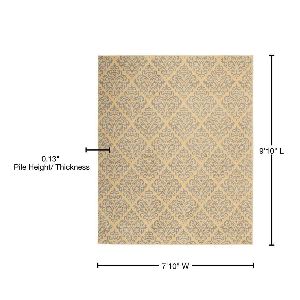 Reversible Cream Geometric 7'10" x 9'10" Synthetic Area Rug