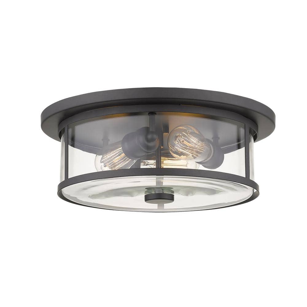 Bronze and Glass 15.75'' Flush Mount Ceiling Light