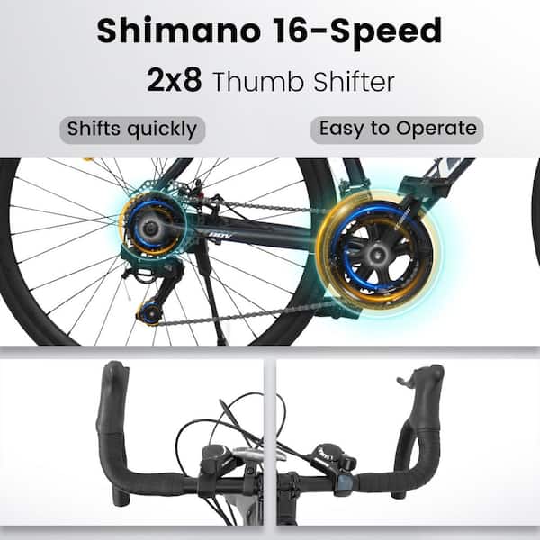 28 in. Disc Brakes Road Bike Lightweight Aluminum Frame 16-Speed 