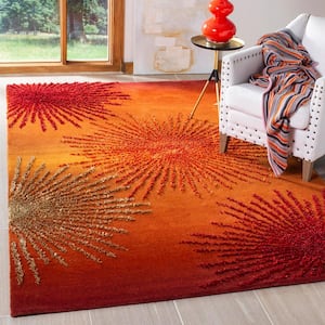 Soho Rust/Multi Wool 6 ft. x 9 ft. Floral Area Rug