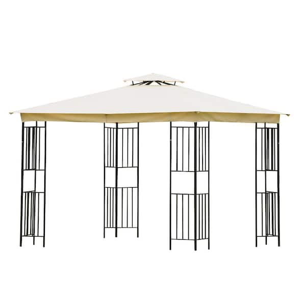 Tatayosi 10 ft. L x 10 ft. L Beige Double Roof Soft Canopy Patio Gazebos