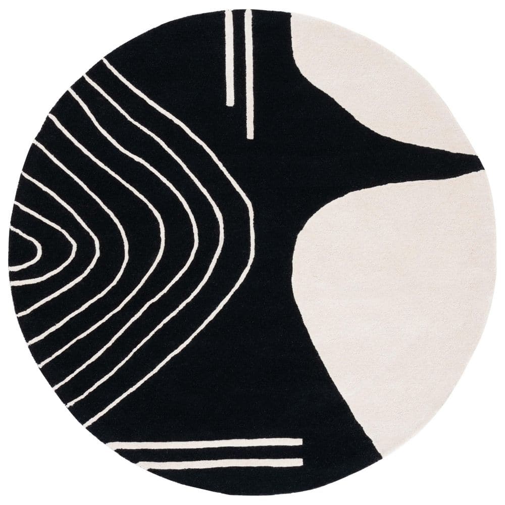 Rodeo Drive 6 ft. x 6 ft. Black/Ivory Geometric Round Rug price history on PriceWatchPro