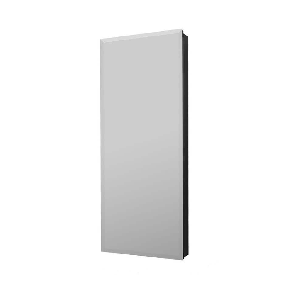 15 in. W x 36 in. H Black Aluminum Recessed/Surface Mount Bathroom Medicine Cabinet with Mirror, 3 Glass shelves -  WELLFOR, MCA-1536-4-BL