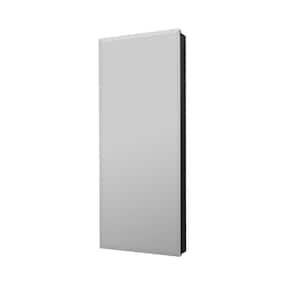 15 in. W x 36 in. H Black Aluminum Recessed/Surface Mount Bathroom Medicine Cabinet with Mirror, 3 Glass shelves