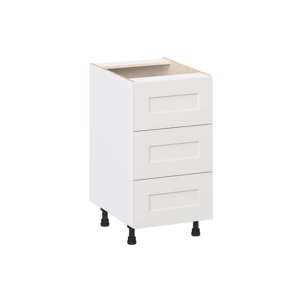 Roseland 18 in. W x 24 in. D x 34.5 in. H Assembled Shaker Drawer Base Kitchen Cabinet in Warm White with 3 Drawers