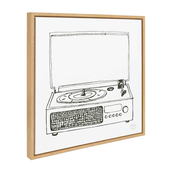 Kate and Laurel Sylvie Victrola Record Player Framed Canvas by Statement Goods Set of 1 Culture Art Print 22.00 in. x 22.00 in.
