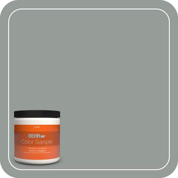 BEHR PREMIUM PLUS 8 oz. #BXC-66 Dusk Blue Flat Interior/Exterior Paint & Primer Color Sample