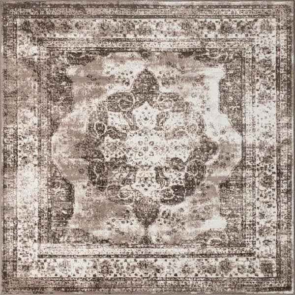 Unique Loom Sofia Salle Garnier Light Brown 8' 0 x 8' 0 Square Rug