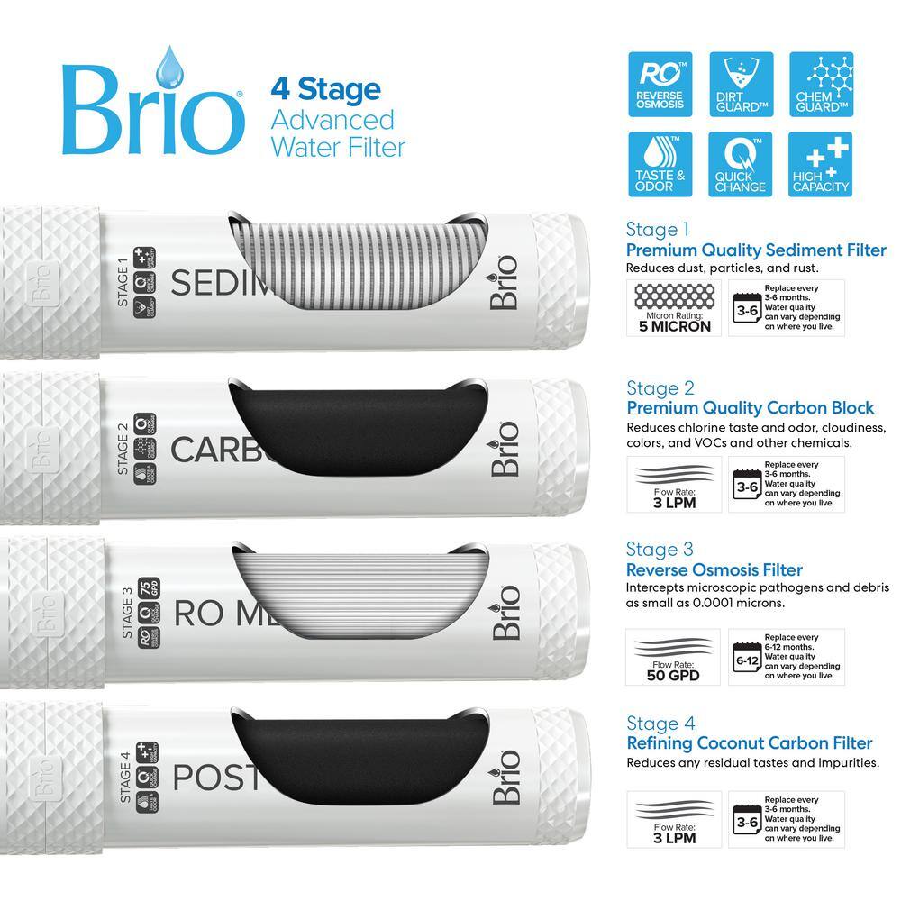 Brio Black 4-Stage Bottle-Less Tri-Temperature Water Cooler