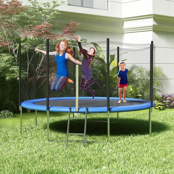 Child jumping outlet on trampoline