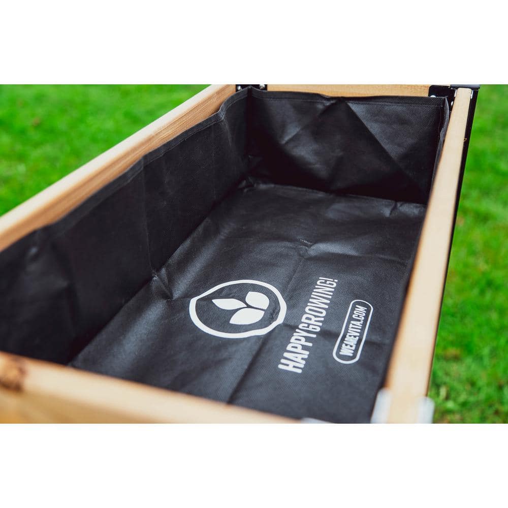 Mezza 42" Cedar Raised Herb Garden Bed with Black Aluminum Posts