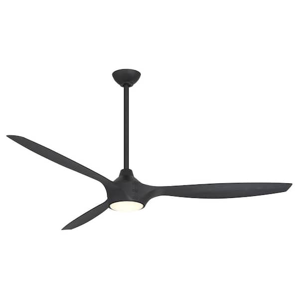 Pierce-65 65 in. Smart Indoor Coal Black Low Profile Ceiling Fan with Integrated LED, Remote Control Included