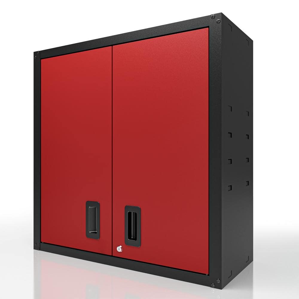 Garage Wall Mounted Storage Cabinet with 2 Doors 1 Shelf Lockable Metal Tool Cabinet for Utility Room Red price history on PriceWatchPro