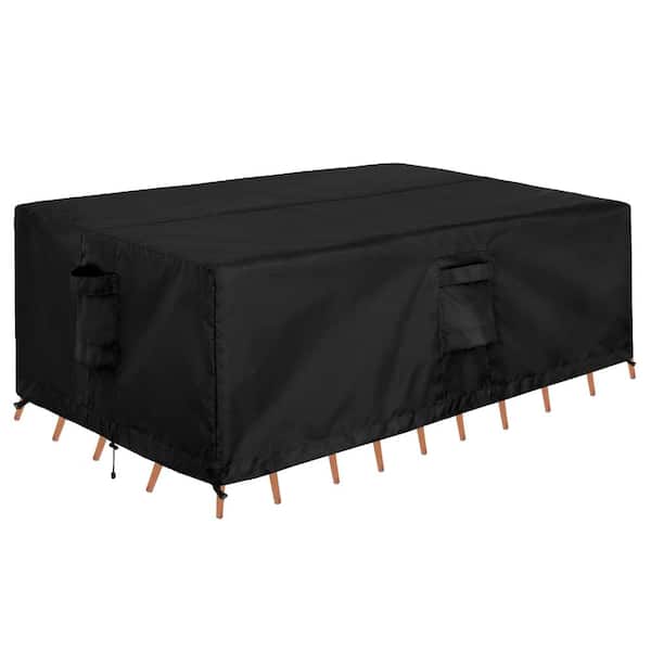 110 x 84 x 28 in Patio Furniture Cover, Waterproof Rectangle Outdoor Table and Sectional Set Cover, Black