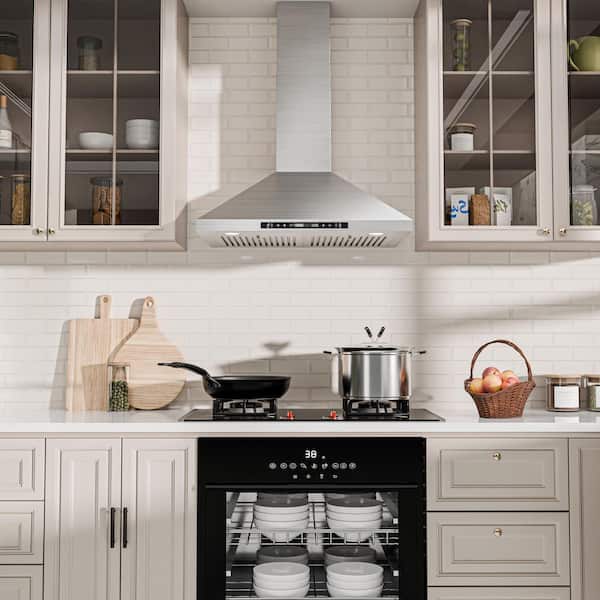 30 in. 900 CFM Convertible Wall Mount Range Hood Downdraft System in Stainless Steel with 3-Speed, Long Term Warranty
