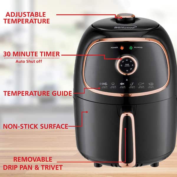 Brentwood 2 Quart Small Electric Air Fryer with Timer and Temp Control- White
