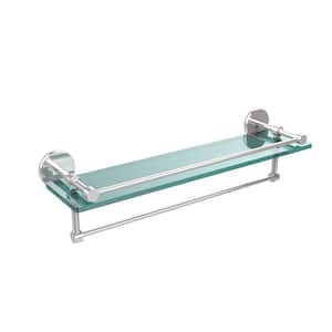 22 in. L x 5 in. H x 5 in. W Gallery Clear Glass Bathroom Shelf with Towel Bar in Polished Chrome