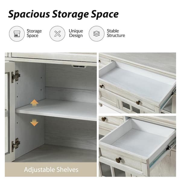 JAYDEN CREATION Nikolaj White 58 in. W 3 Drawer Sideboard with