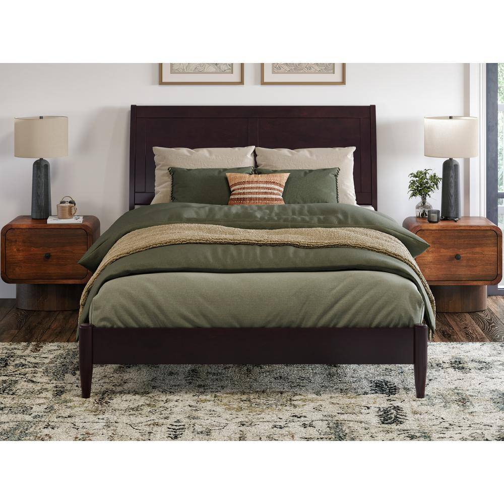 Valencia Espresso Full Wood Sleigh Platform Bed with Slats