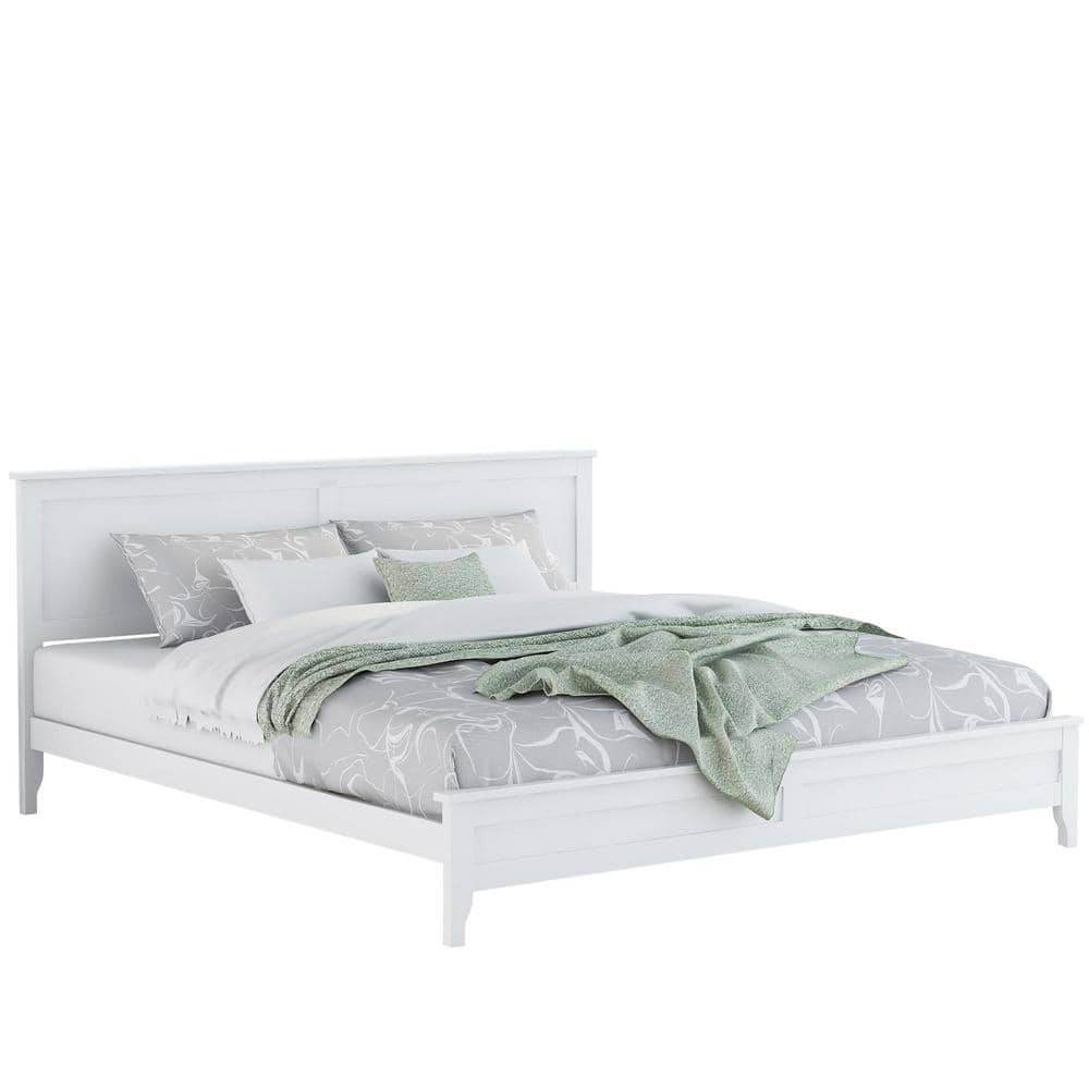 Reviews for Polibi Modern Elegant White Solid Wood King Platform Bed