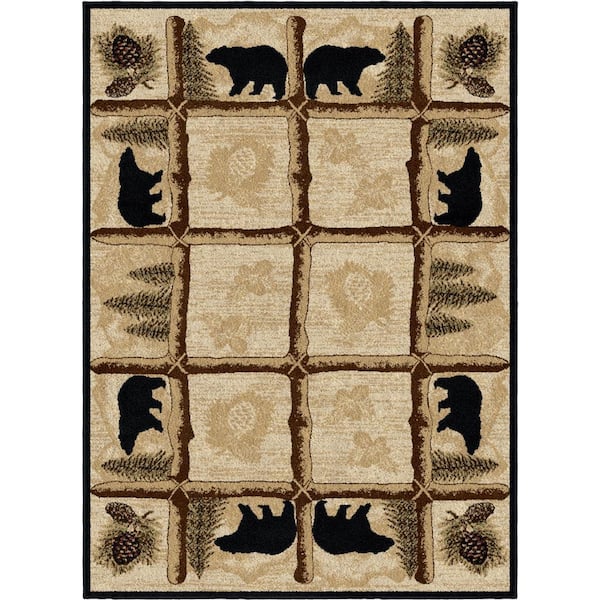 Mayberry Rug Hearthside Toccoa Lodge Multi 8 ft. Round Woven Animal Print Polypropylene Area Rug