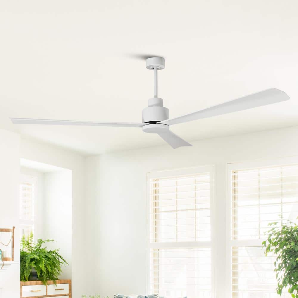 52" Matte White Ceiling Fan with Remote Control and Reversible Blade