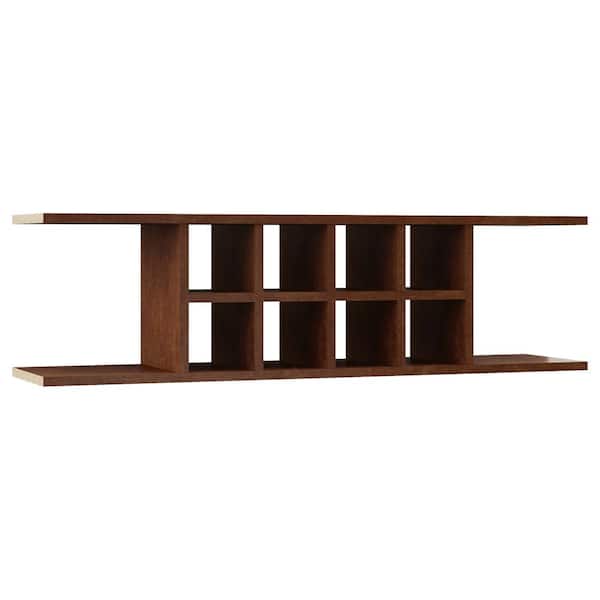 Hampton Bay Hampton 48 in. W x 11.25 in. D x 13.5 in. H Assembled Wall Shelf in Cognac with Configurable Shelves & Dividers