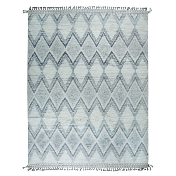 Beige Hand-Knotted Wool Contemporary Marrakech Handspun, Stylish and Durable Rug for Living, 8 ft. x 11 ft. Area Rug