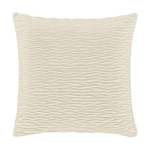 Toulhouse Ripple Ivory Polyester 20 in. Square Decorative Throw Pillow Cover 20 x 20 in.