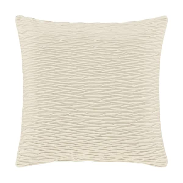 Unbranded Toulhouse Ripple Ivory Polyester 20 in. Square Decorative Throw Pillow Cover 20 x 20 in.