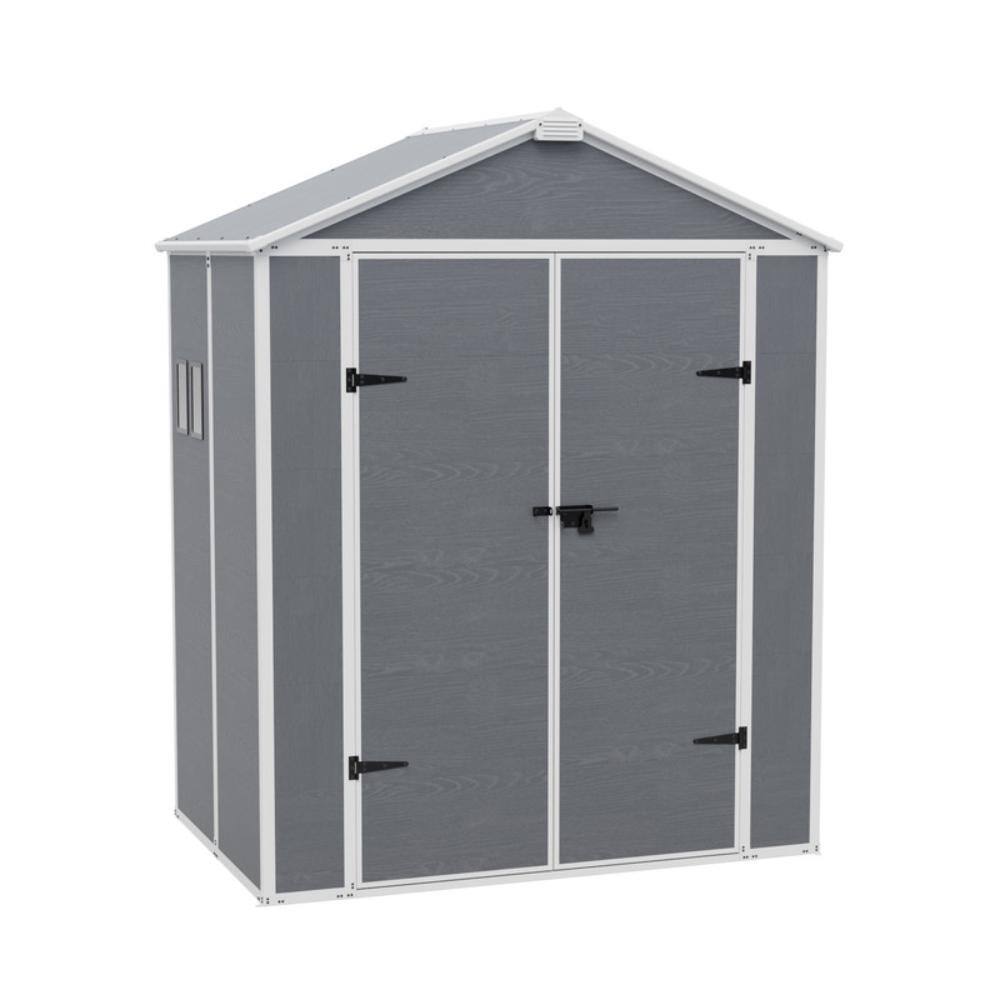 6 ft. W x 4 ft. D Resin Outdoor Storage Shed with Floor, Waterproof Garden Tool Shed with Sloping Roof and Double Door price history on PriceWatchPro