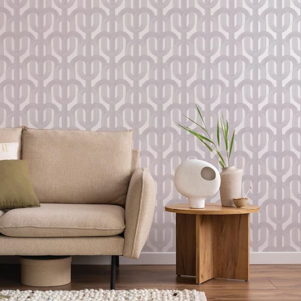 Muted Mauve Lattice Vinyl Peel and Stick Wallpaper Roll (Covers 28 sq. ft.)