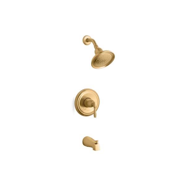 KOHLER Devonshire 1-Handle Rite-Temp Tub and Shower Faucet Trim Kit in Polished Brass (Valve Not Included)