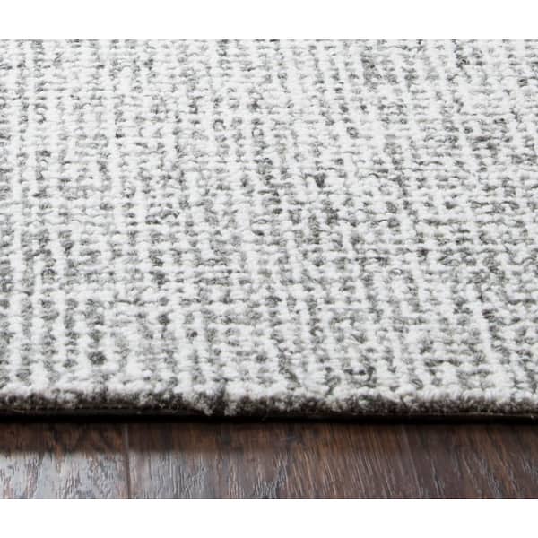 Unbranded - London Gray/Ivory 3 ft. x 8 ft. Solid Wool Runner Rug