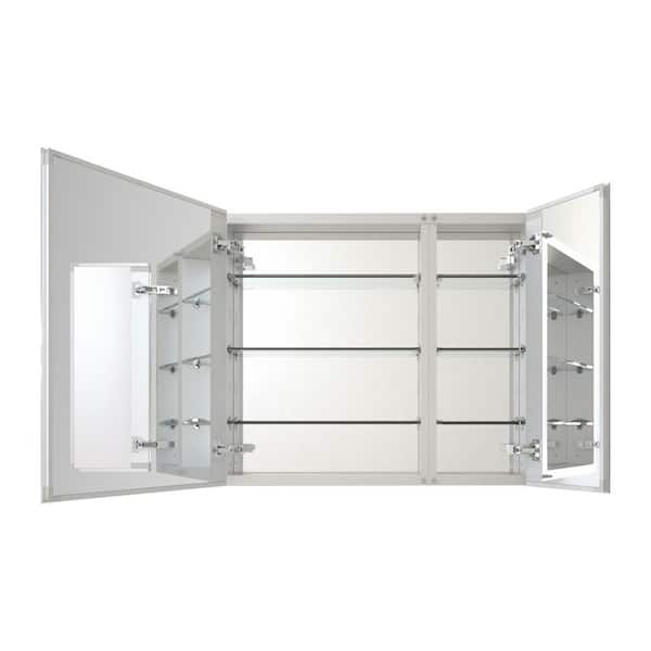 Satico 30 in. W x 26 in. H Rectangular White Aluminum Recessed/Surface Mount Medicine Cabinet with Mirror