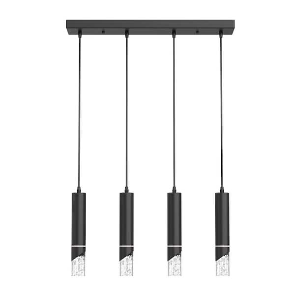 Emeritpro 4-Light 48W Modern Black Integrated LED Chandeliers with