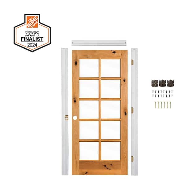 DIY RTA Kit 32 in. x 80 in. Right-Hand 10-Lite Clear Glass Clear Stain Alder Wood Single Ready To Assemble Interior Door