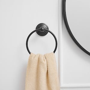 Traditional Wall Mounted Single Post Bathroom Hand-Towel Ring Rustproof Bath Towel Holder in Oil Rubbed Bronze 2-Pack