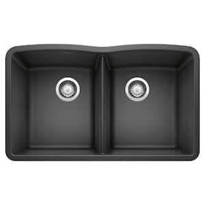DIAMOND Undermount Granite Composite 32.06 in. 50/50 Double Bowl Kitchen Sink in Anthracite