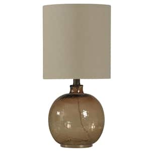 20 in. Amber Mist Table Lamp with White Hardback Fabric Shade