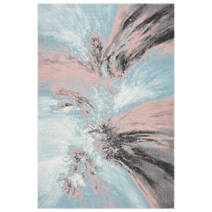 Glacier Pink/Blue 9 ft. x 12 ft. Abstract Area Rug