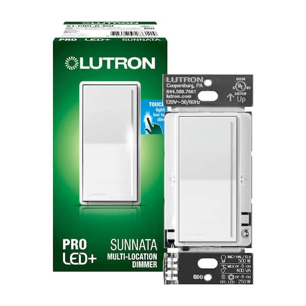 Lutron Sunnata Pro LED+ Touch Dimmer Switch, for 500W ELV/MLV, 250W LED, Single Pole/Multi Location, White (ST-PRO-N-WH)