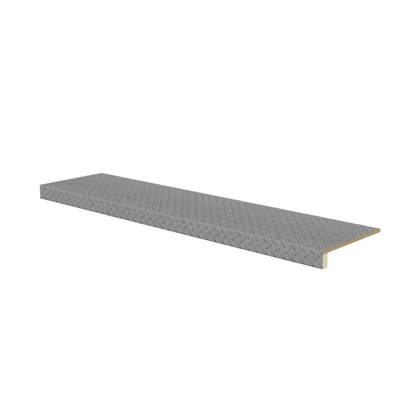 Stairtek Laminate Diamond Plate 0.375 in. x 11.5 in. x 48 in. Light Gray No Return Plain Cut Tread