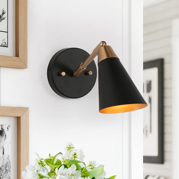 Zevni Adjustable 1-Light Industrial Black Swing Arm Wall Sconce