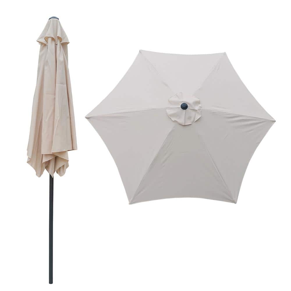 9 ft. Market Patio Outdoor Umbrella with Button Tilt and Crank Tan