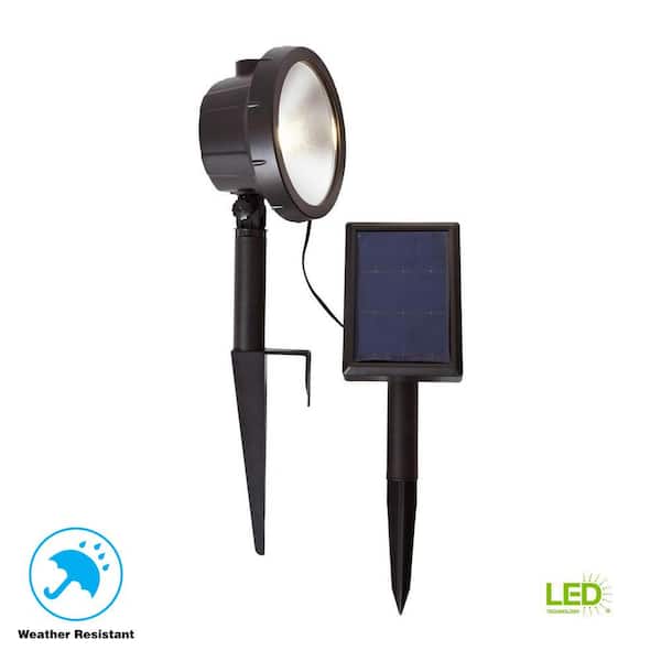 Hampton Bay Solar Black Outdoor Integrated LED 3000K 75-Lumens Wall Wash Landscape Light