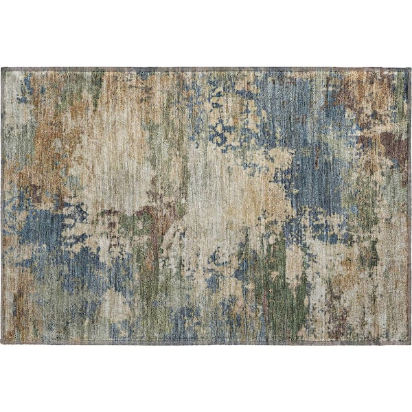 Mayfield Premium Machine Washable Abstract AMF2067 Blue 2 ft. x 3 ft. Accent Rug
