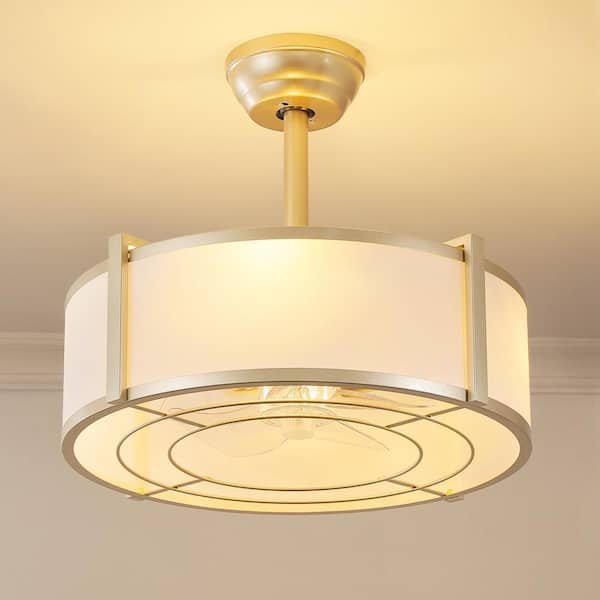 20 in. Indoor White Low Profile Enclosed Acrylic Ceiling Fan with Light and Remote Control 6-Speed Reversible Motor