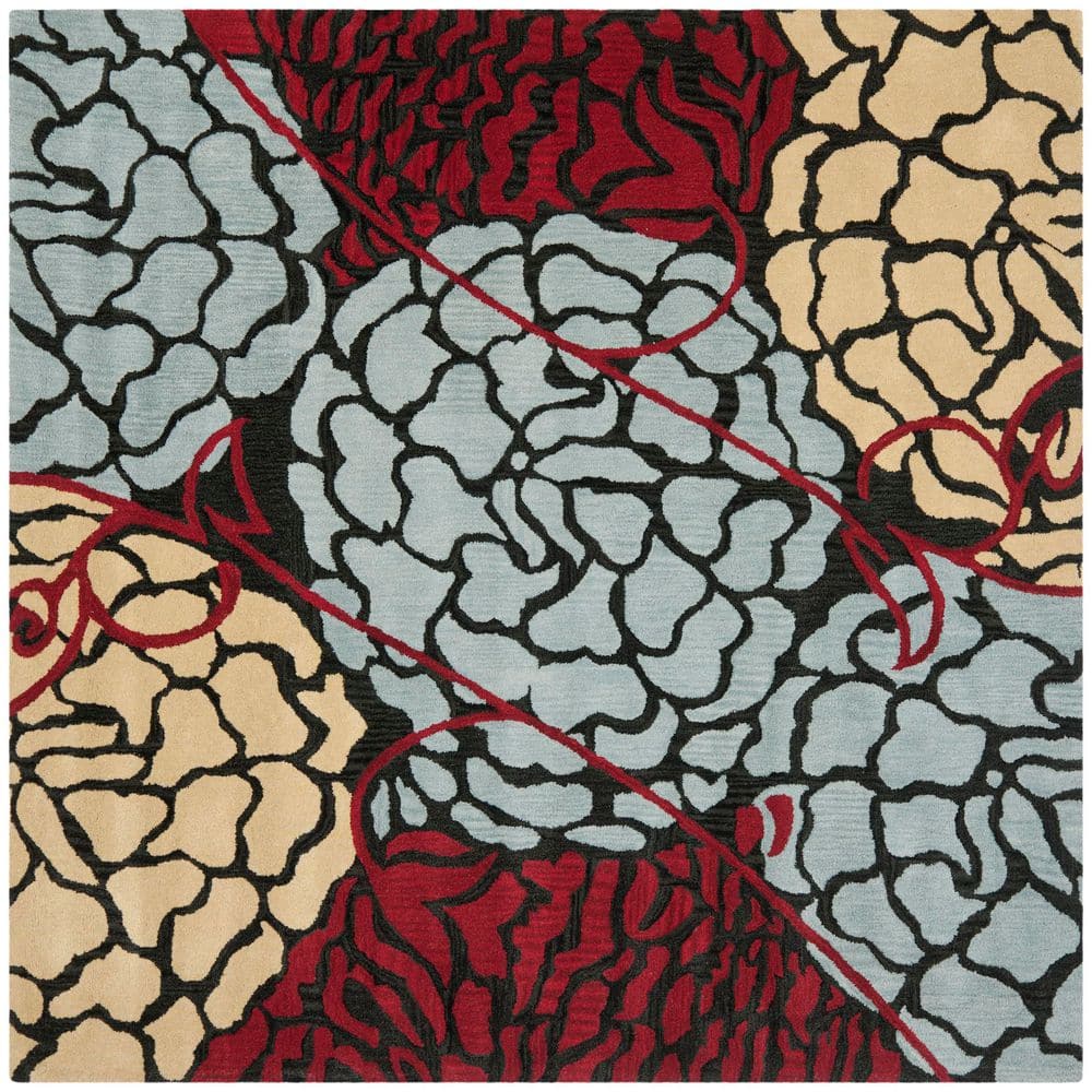 Wyndham 7 ft. x 7 ft. Charcoal/Red Oversized Floral Square Area Rug price history on PriceWatchPro