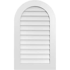 24 in. x 40 in. Round Top White PVC Paintable Gable Louver Vent Non-Functional